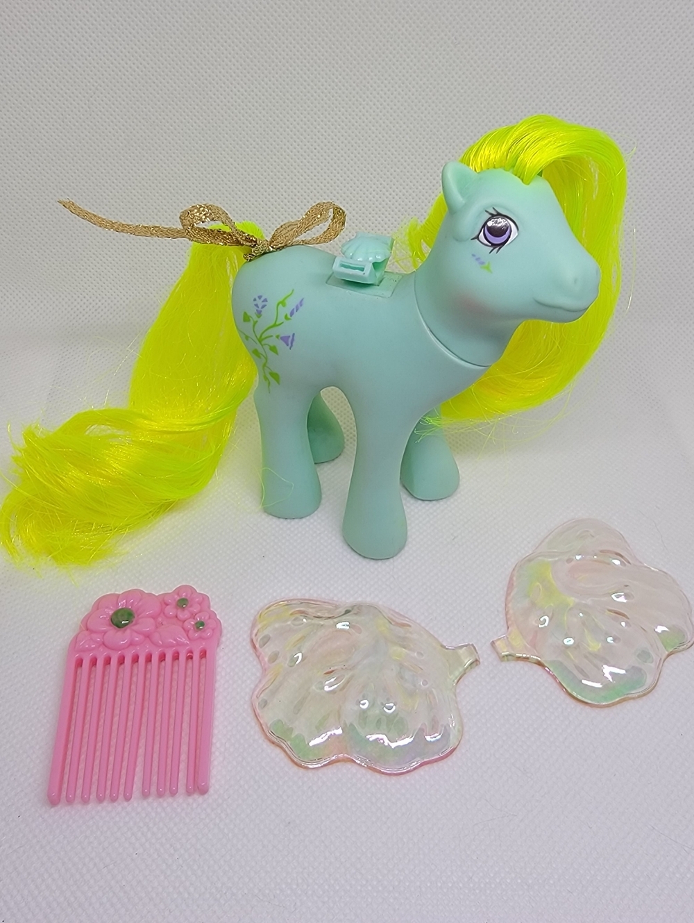 VINTAGE 1986 Hasbro G1 My Little Pony MORNING GLORY + Repro Wings + Comb